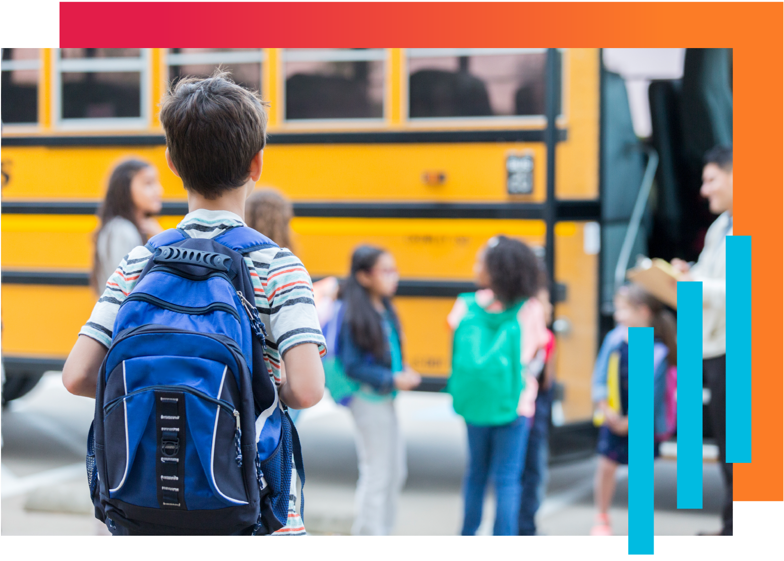 A student waits for the bus on the first day of school. 