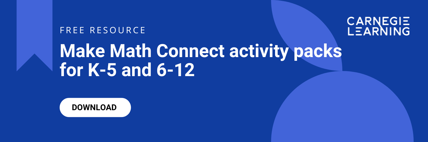 A clickable banner to download the Make Math Connect activity packs for K-5 and 6-12