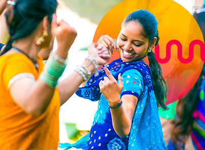 Indian women dancing to celebrate Pongal, a four-day celebrate that takes place every January in southern India | Culture Corner: Giving Thanks around the World | Carnegie Learning