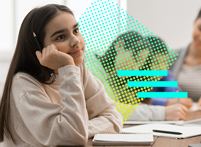 A student in class struggling to pay attention instead of reading.