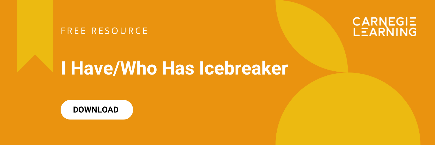 Click to download the math icebreaker game I Have Who Has