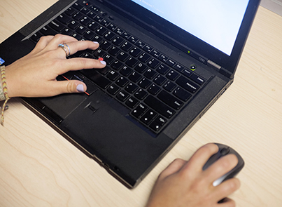 Student using a computer