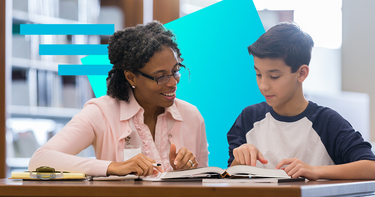 teacher helping student with math